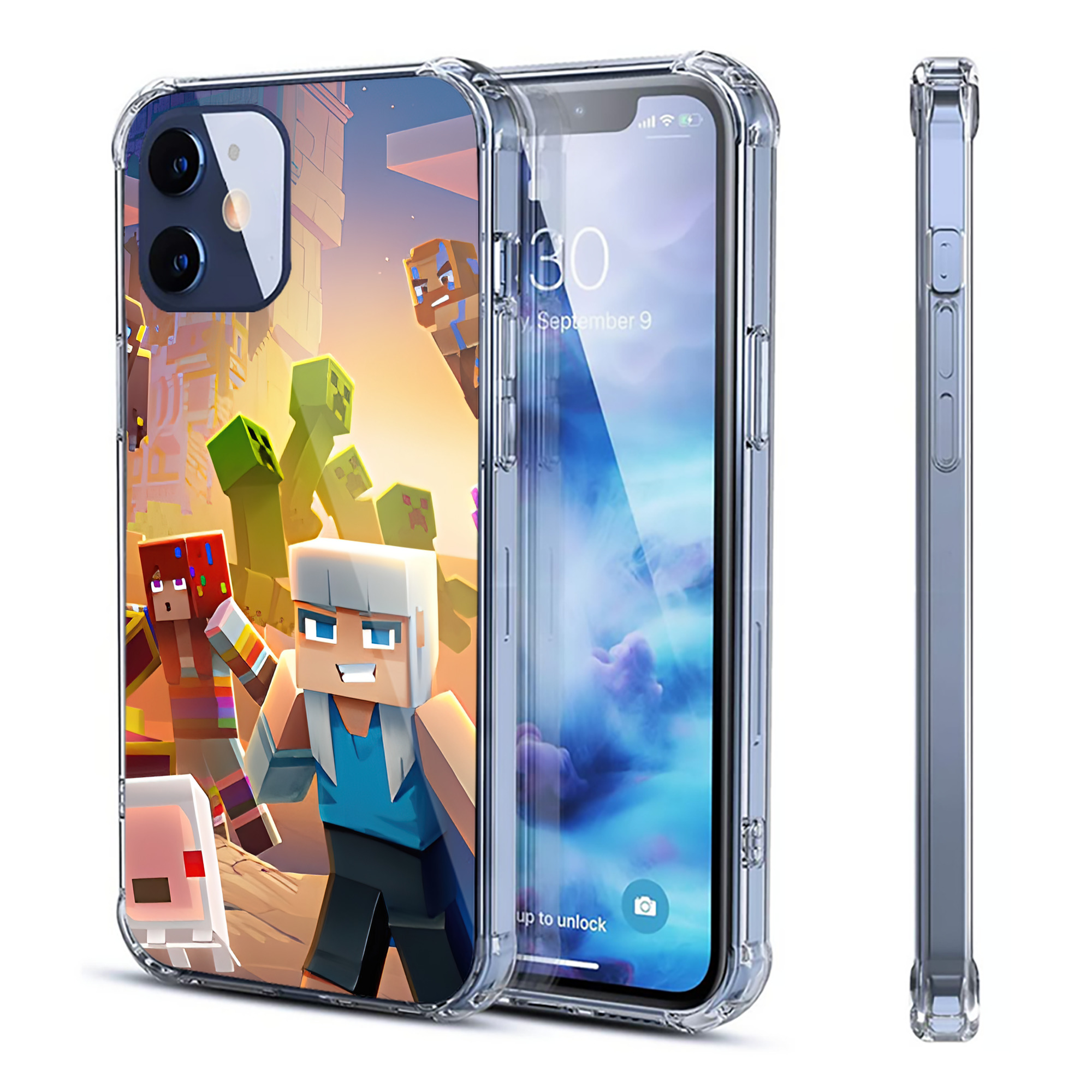 （画像用） マインクラフト ブロックの世界 Minecraft MC Block world 【iPhone 12シリーズ対応】透明スマホケース（クリアソフトケース）